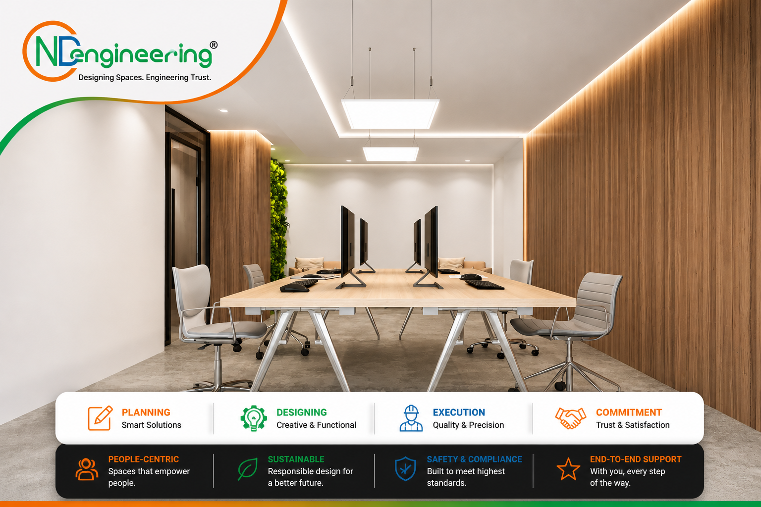 Office lighting coordination for commercial interior fit-out